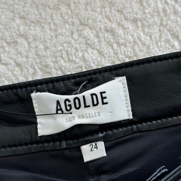 AGOLDE Recycled Leather Black Pants 24 - Picture 6 of 9
